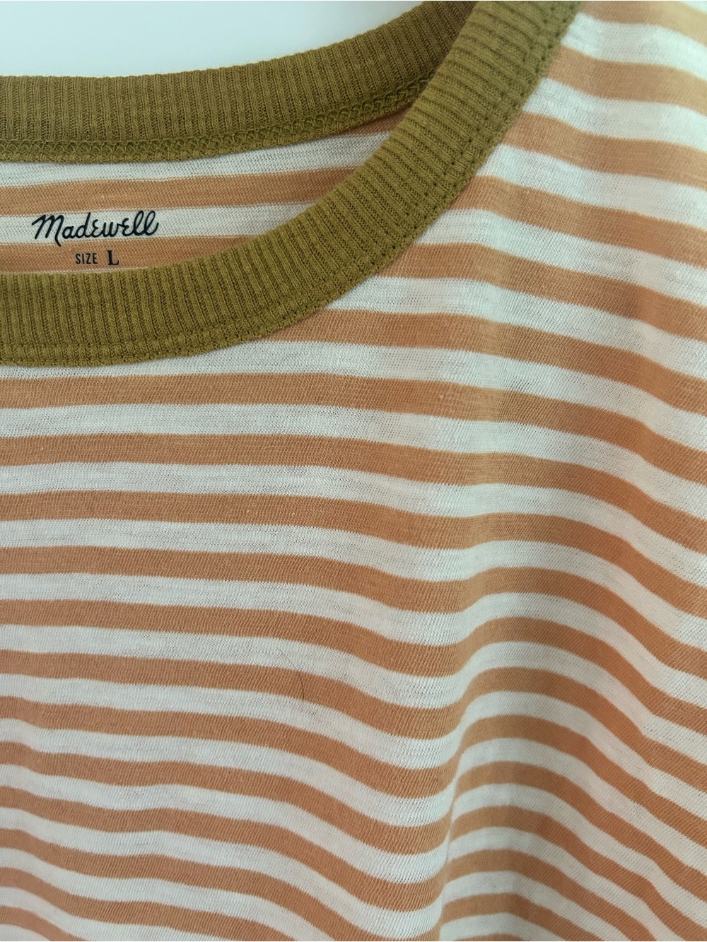 Madewell Baywind Stripe Whisper Cotton Rib-Crewneck Ringer Tee. Large. - Picture 5 of 6